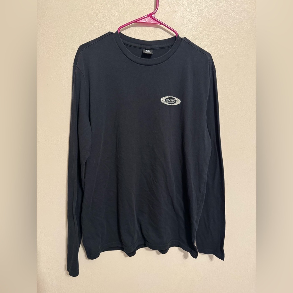 Oakley Y2K Script Logo Black Long Sleeve Shirt in size Large